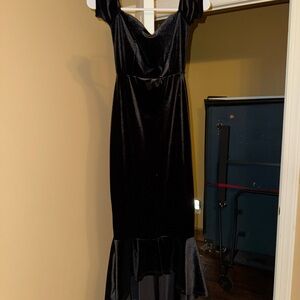 Lulu's Black High Low Velvet Dress